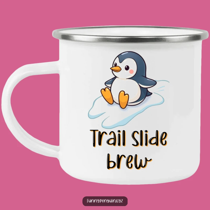 Durable Funny Penguin Camping Mug: Sliding Penguin, Outdoor Fun
