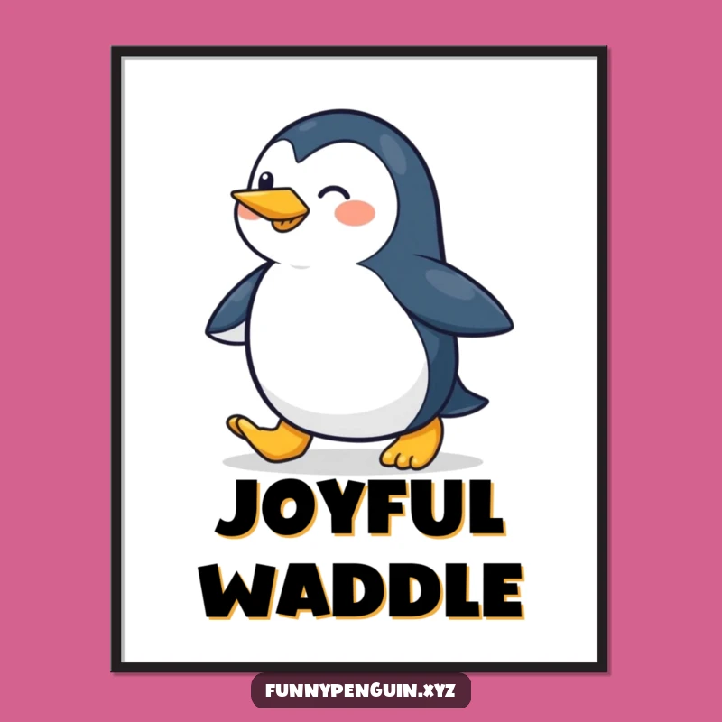 Digital Funny Penguin Print: Waddling Penguin, Instant Cheerful Art