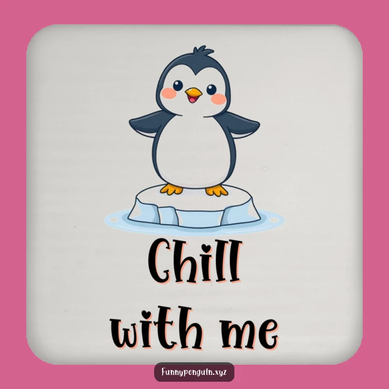 Funny Joyful Penguin Drink Coaster - Ice Floe Protection Gift