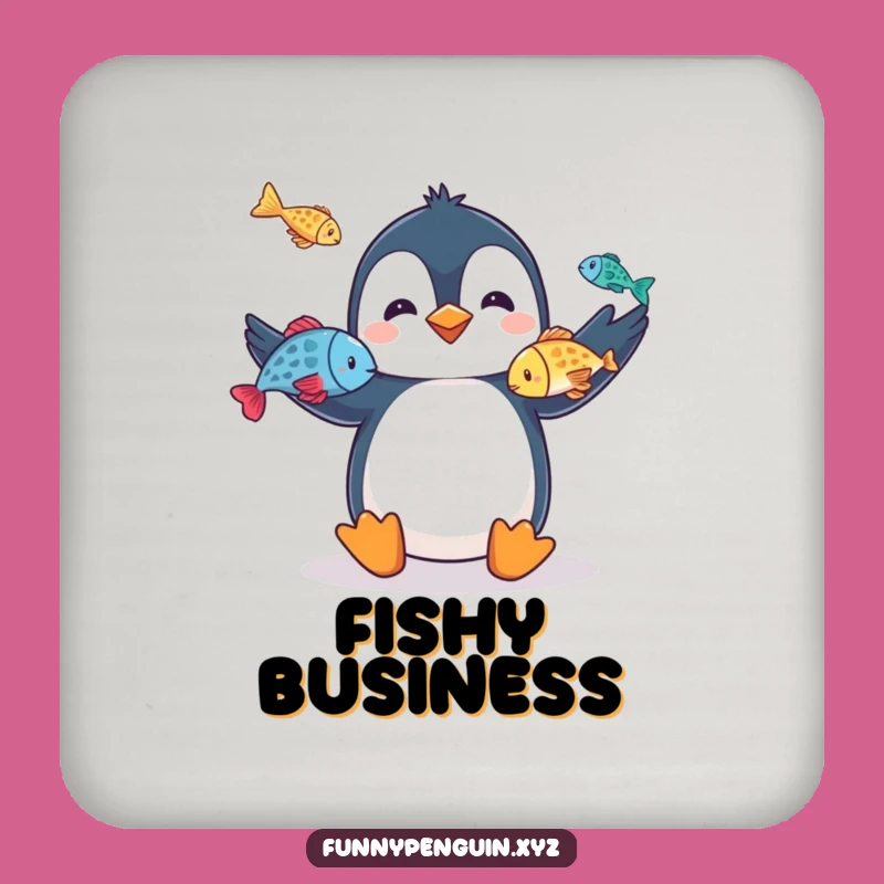 Funny Penguin Coaster Set: Juggling Penguin, Protect Surfaces