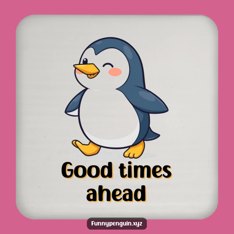 Funny Penguin Coaster Set: Waddling Penguin, Protect Surfaces