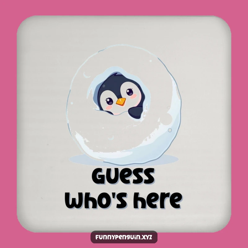 Funny Penguin Coaster Set: Curious Penguin, Protect Surfaces