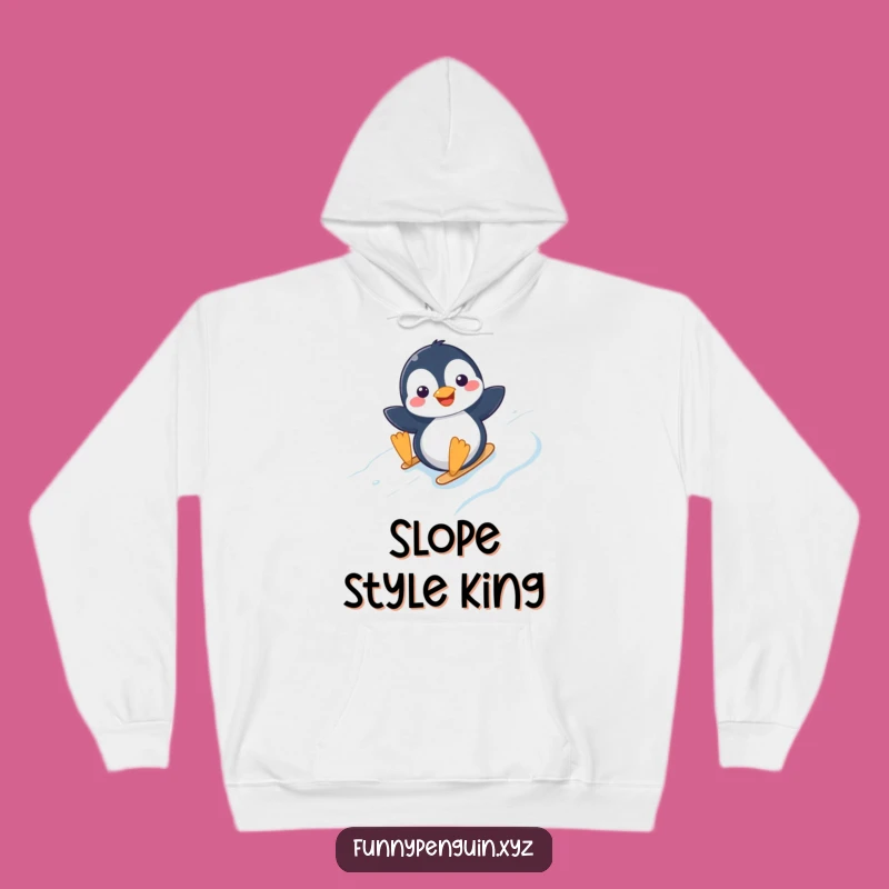 Funny Kawaii Penguin Sliding Hoodie - Cozy Joyful Winter Wear