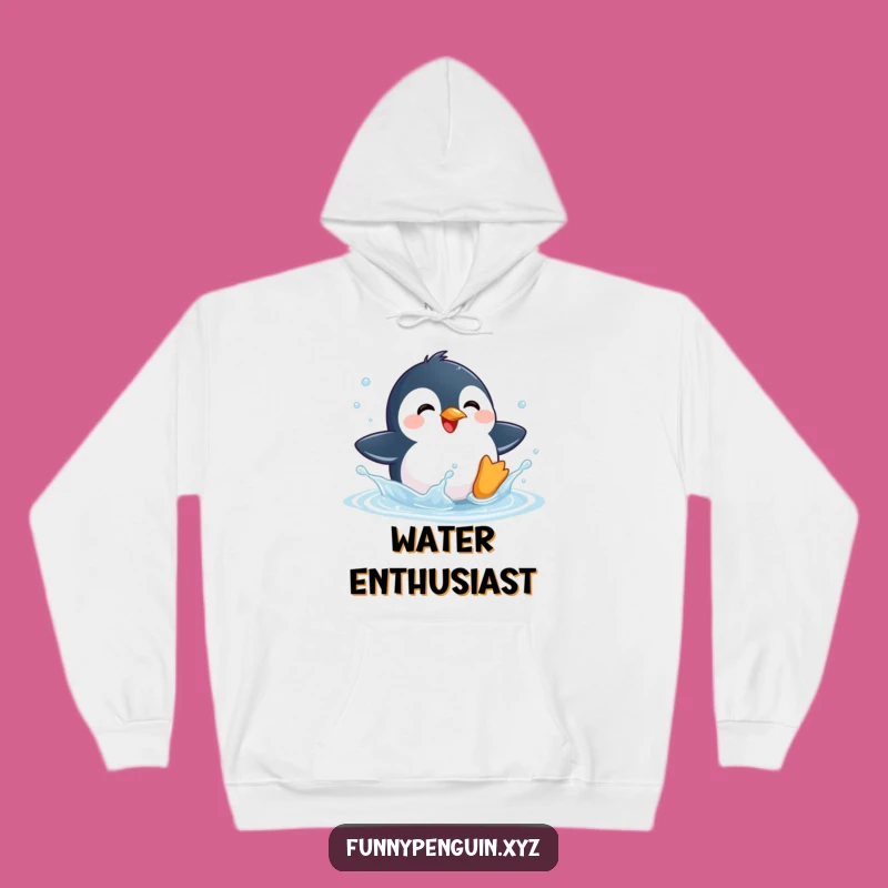 Funny Kawaii Penguin Splashing Hoodie - Cozy Joyful Comfort