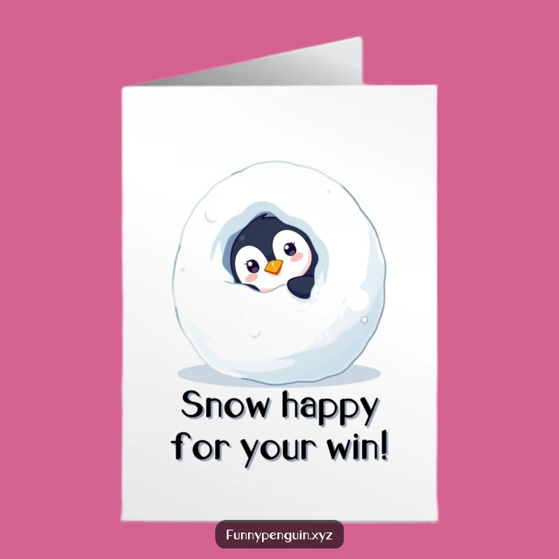 Free Printable Congrats Card: Curious Penguin Snowball Funny Downloadable Gift for New Discoveries