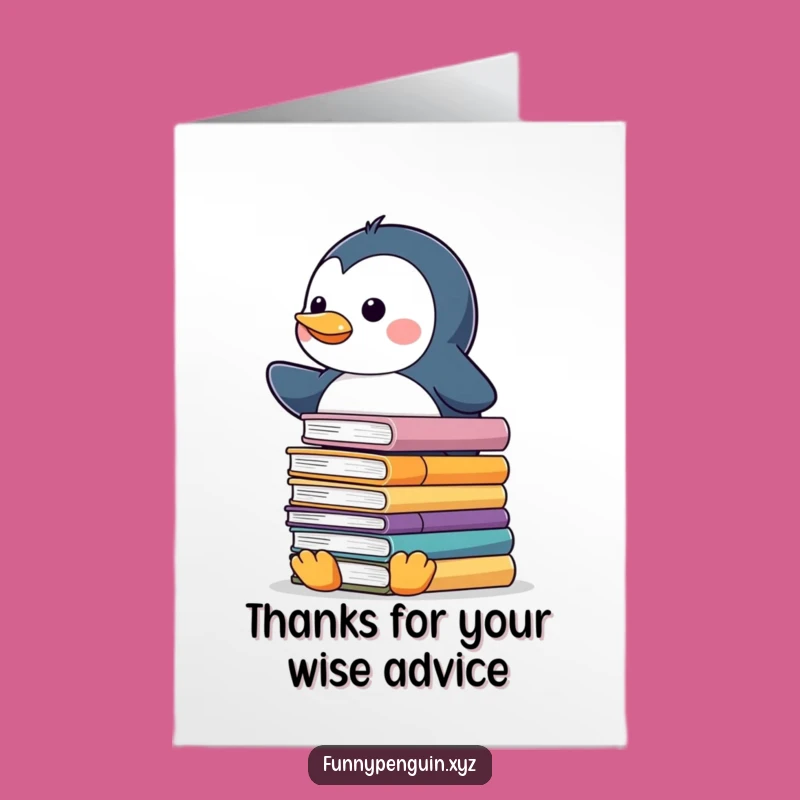 Free Printable Thank You Card: Grateful Penguin's Books, Thoughtful Downloadable Gift