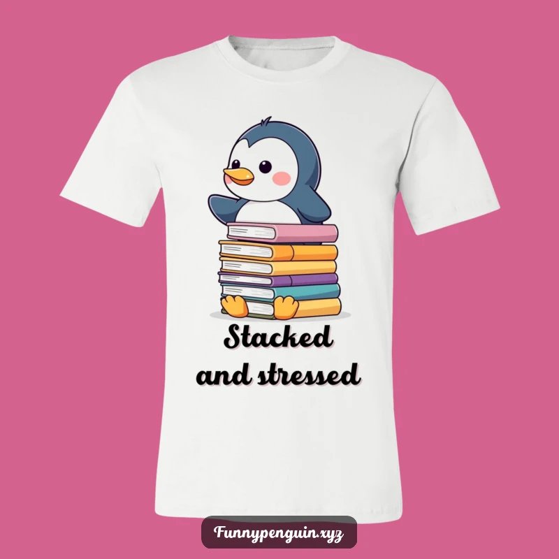 Funny Kawaii Penguin Book Balance T-Shirt - Scholarly Chaos Tee